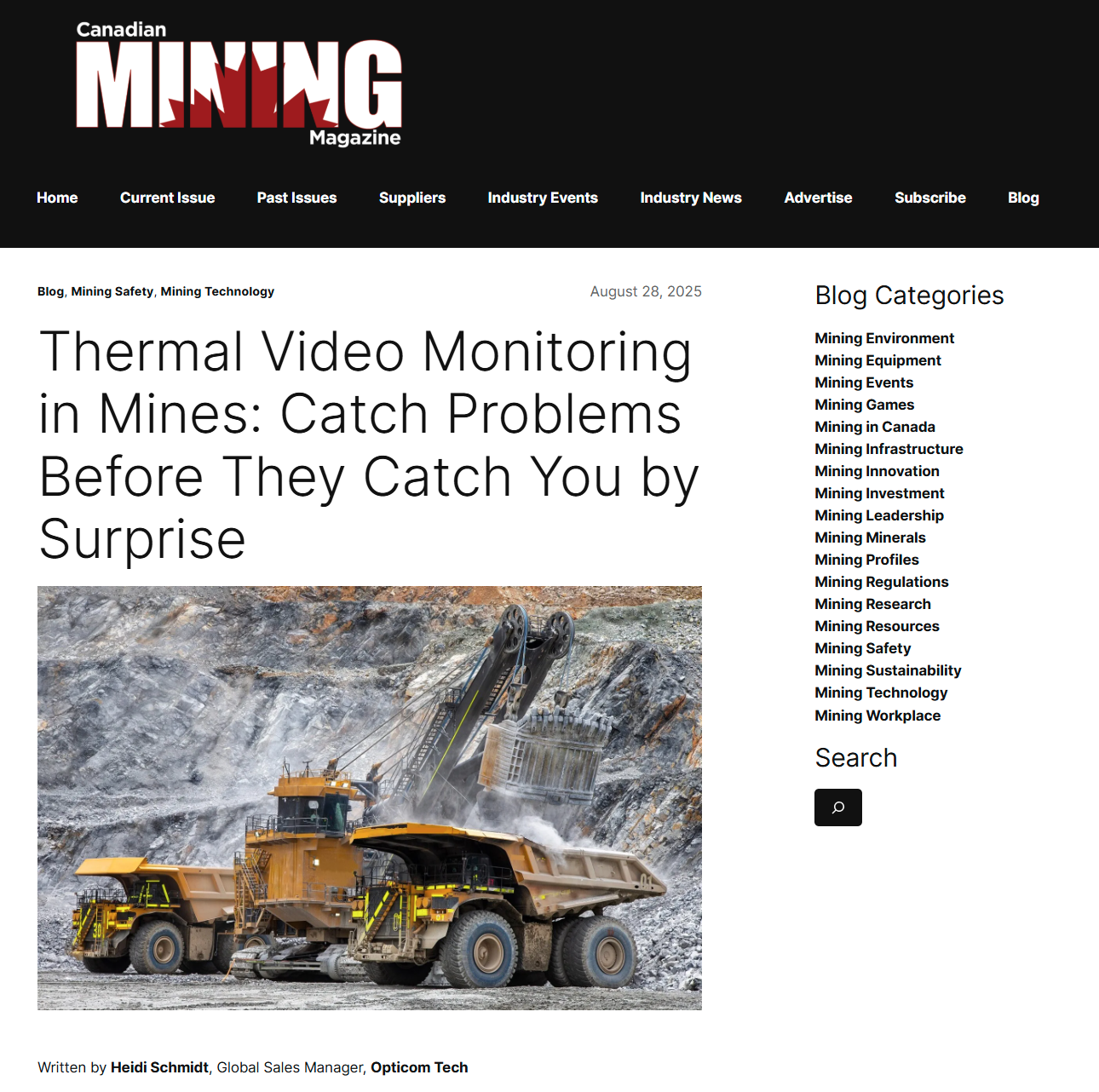 Opticom Tech Canadian Mining Thermal Monitoring